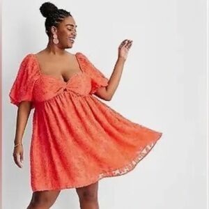 Future Collective Target Short Sleeve Puff Sleeve Mini Dress 3X